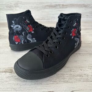 RAAD Black Panther Snake Rose High Top Skater Shoes W9.5/M8 Goth Punk Grunge